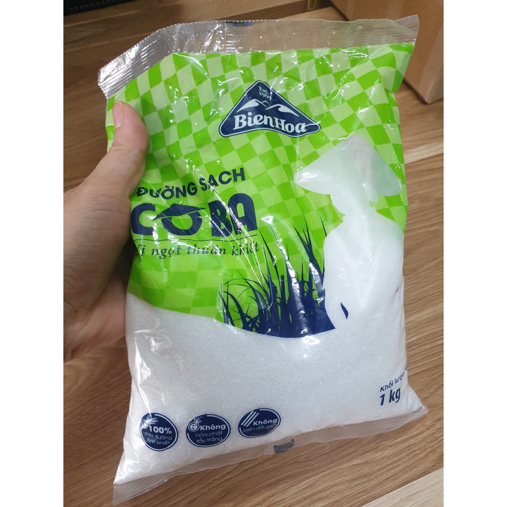 Đường cát trắng Biên Hòa nhãn hiệu CÔ BA gói 1kg