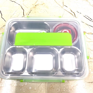 Hộp đựng cơm 5 ngăn inox 304 (kè đĩa muỗng)