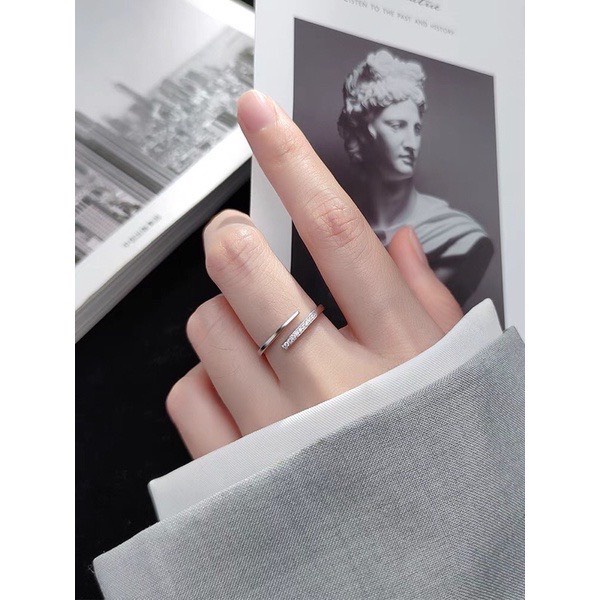 Nhẫn bạc ta nữ thiết kế đính đá hở lấp lánh - Kho sỉ bạc Nhất Linh
