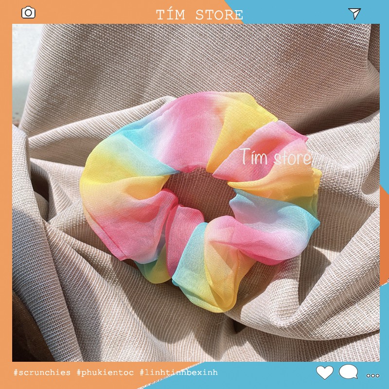 {Ảnh thật}SCRUNCHIES CẦU VỒNG LỤA &amp; TƠ ĐỔI MÀU - CỘT TÓC VẢI THỜI TRANG NỮ HOT TREND GIÁ RẺ