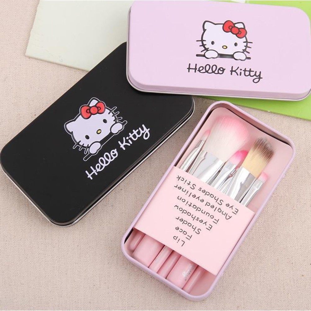 Bộ 7 cọ trang điểm Hello Kitty dành cho phấn má hồng/phấn nền/son môi/phấn mắt