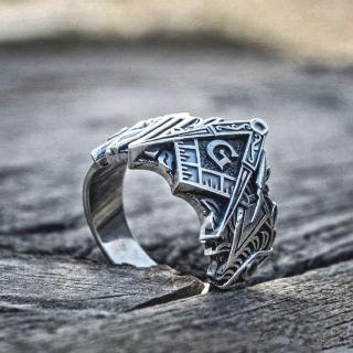 Nhẫn Nam Chạm Khắc Biểu Tượng Freemasonry