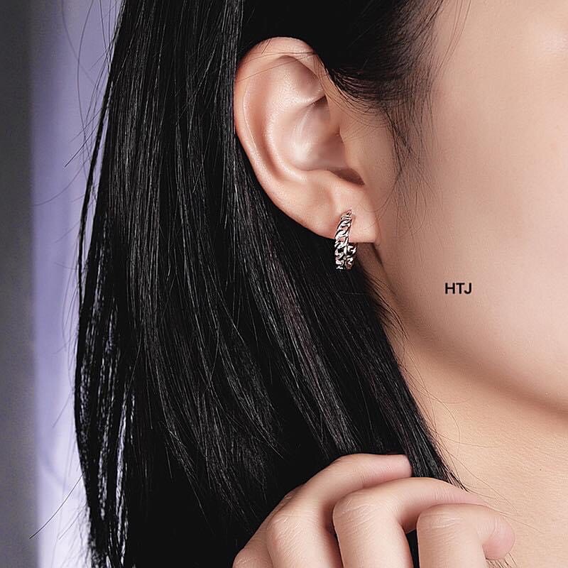 Bông tai bạc bibi silver dáng mới / Khuyên tai bạc vòng tròn