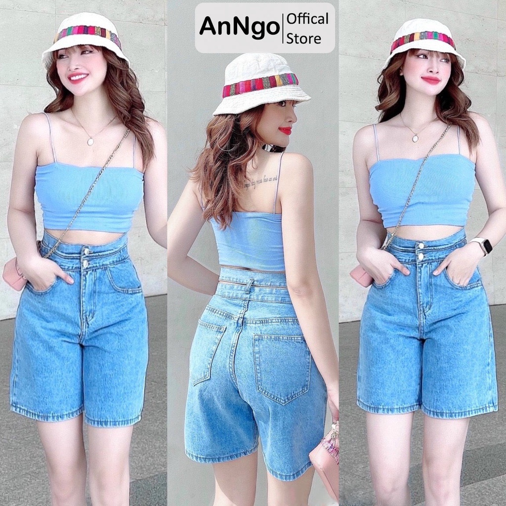 Quần jean ngố nữ ống rộng, vải jean denim không co giãn bền đẹp, dễ phối đồ AnNgo - AT134