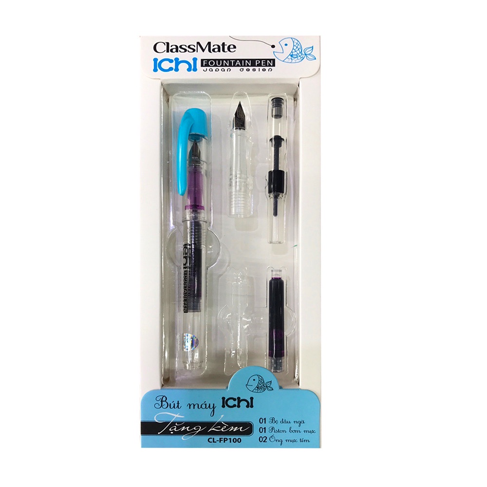 Bút máy Nhật Bản / Bút máy ngòi trơn ICHI, Kèm 1 đầu  ngòi + Pit-ton + 2 ống mực
