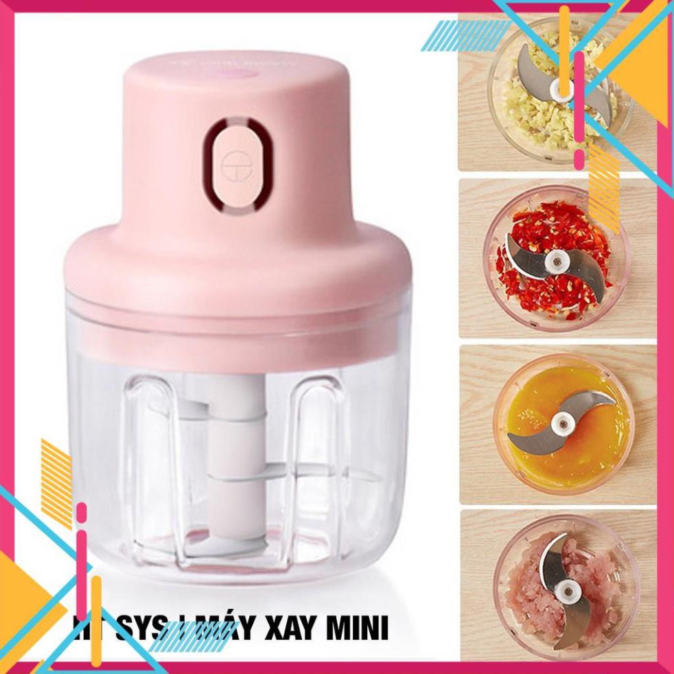 Máy Xay Thịt Cầm Tay Mini Sạc Điện 250ml – Máy Xay Tỏi Ớt, Củ Quả Đa Năng, Có Cổng Sạc Usb