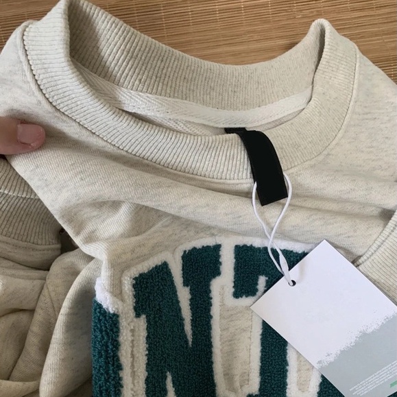 ZHELIHANGFEI Áo Sweater Tay Dài Dáng Rộng Thêu Họa Tiết Kiểu Retro Mỹ Dễ Phối Đồ