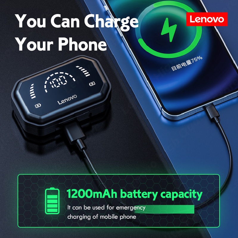 Tai nghe nhét tai Lenovo LP3 PRO hifi không dây TWS bluetooth 5.0 pin dung lượng lớn có màn hình 1200mAh