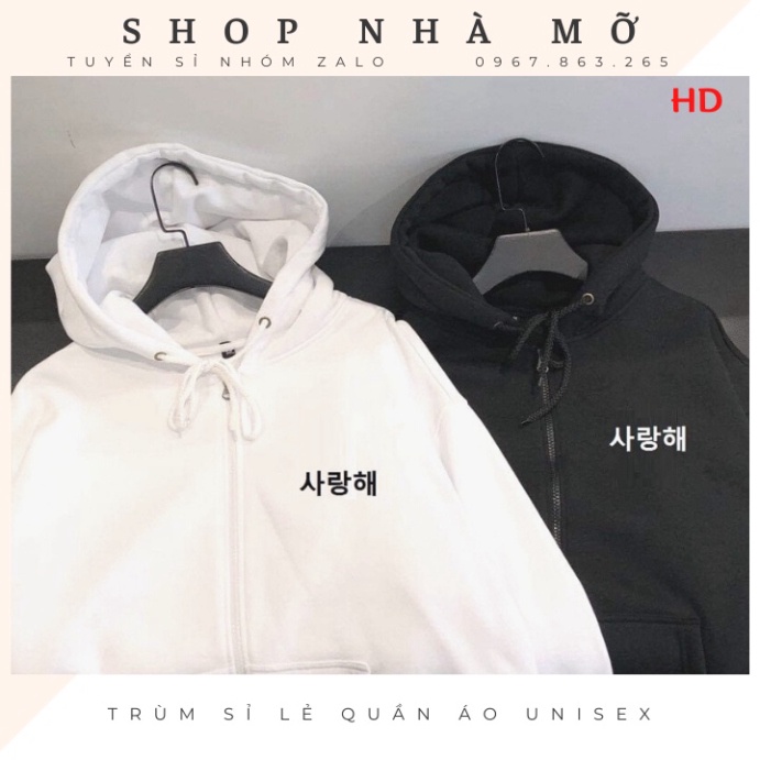 Áo khoác nỉ hoodie in chữ Hàn nhiều màu, áo jacket bomber chất nỉ form cho người tới 75kg [ Sale rẻ vô địch]
