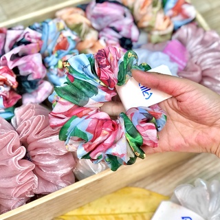 Scrunchies lụa tơ, chun buộc tóc cột tóc siêu phồng Cilla
