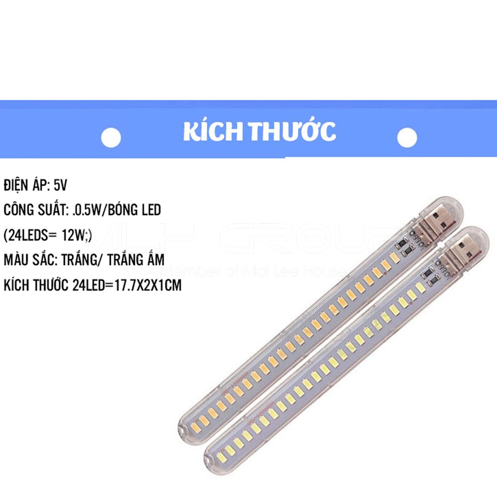 Đèn Led 24 bóng siêu sáng cắm cổng ngõ Usb để bàn MLH