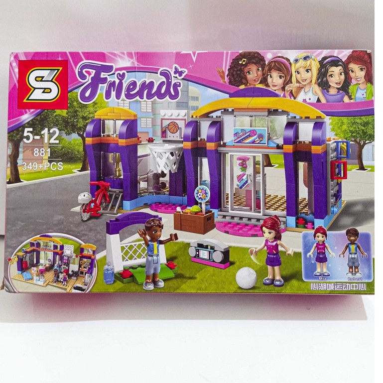 Lắp ráp xếp hình Not Lego Friends 41312,  sy881 : Trung Tâm Thể Thao bóng rổ Heartlake 349+ mảnh