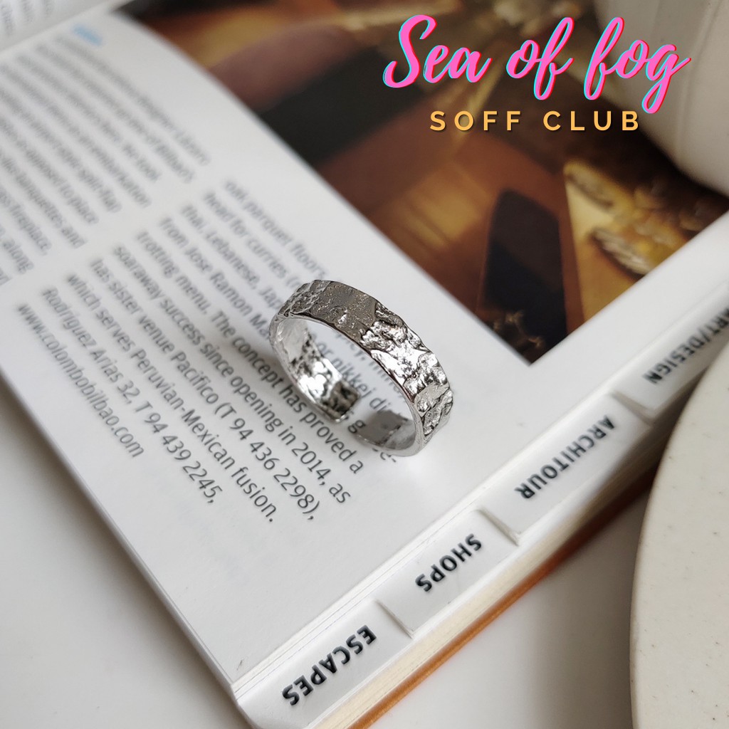 Nhẫn bạc S925_Nhẫn trơn mặt nhẫn xù xì