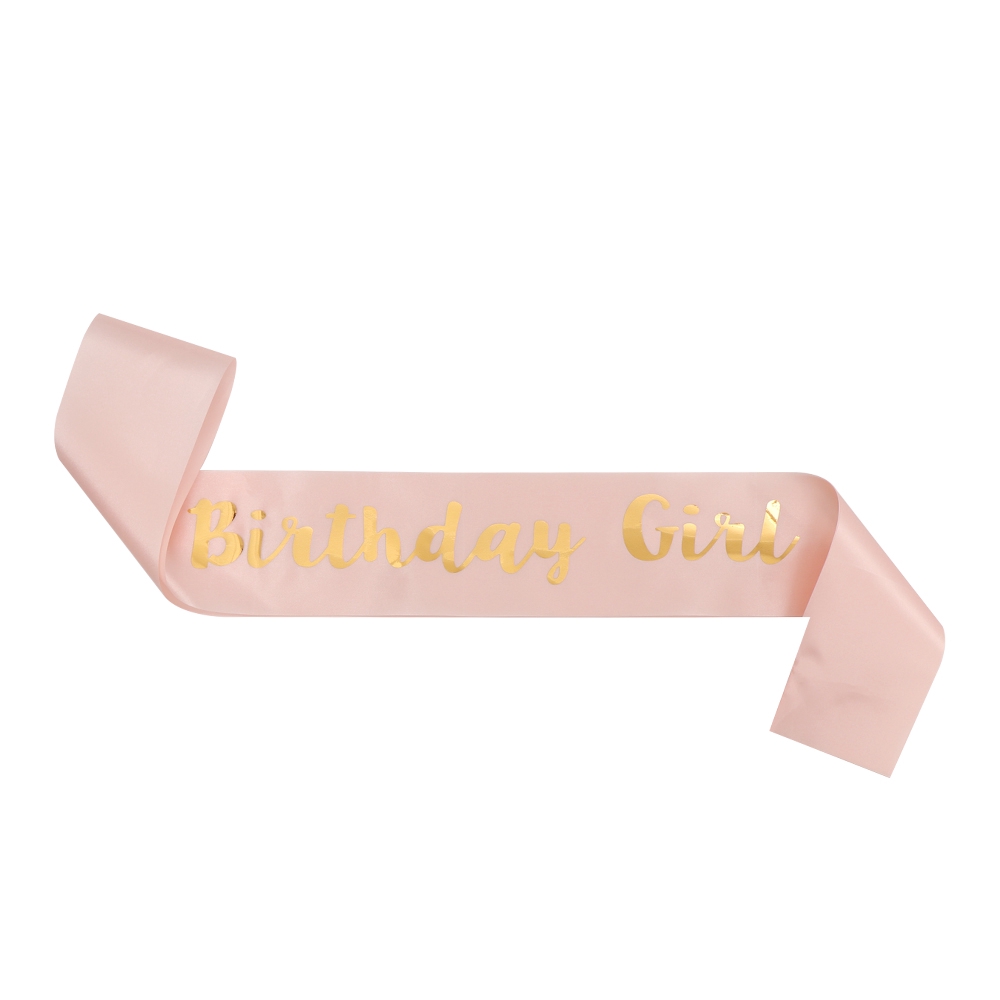 LONTIME Rose Gold Birthday Ribbon Sash for Women Party Decor DIY Romantic Gift