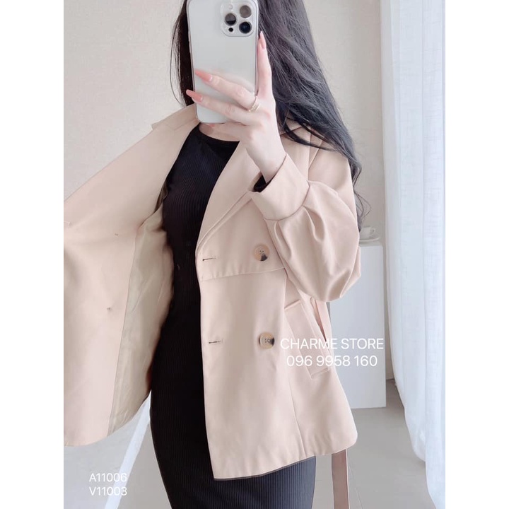 Áo khoác măng tô nữ tay bo dáng vừa thiết kế Charme 11006 | BigBuy360 - bigbuy360.vn