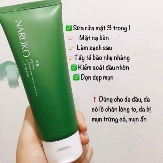 Sữa rửa mặt tràm trà Naruko 120g bản Đài