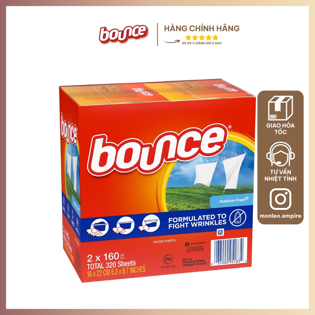 Giấy thơm quần áo Bounce Mỹ 160 tờ