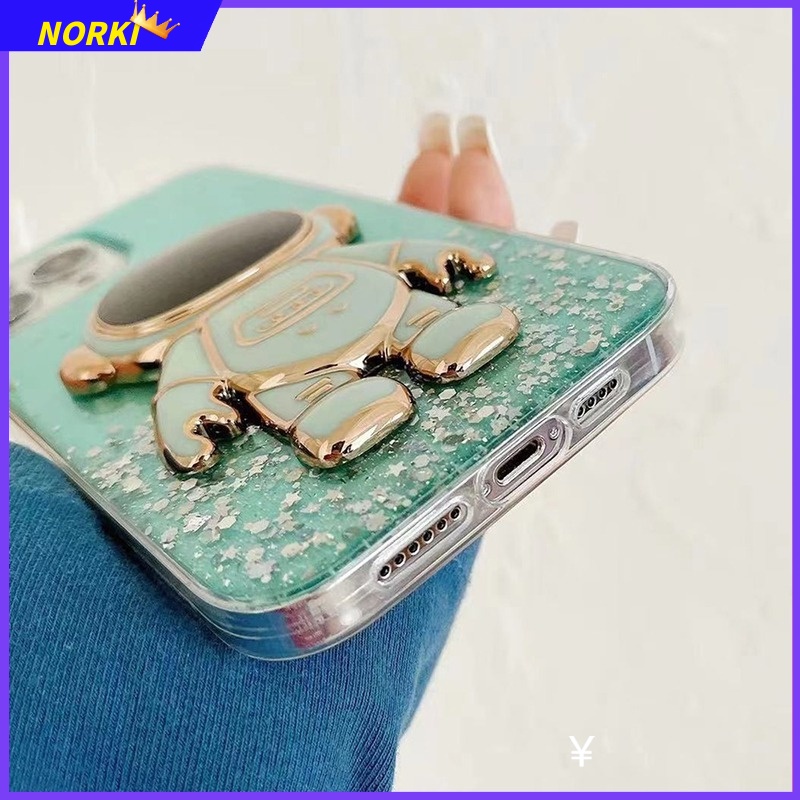 Ốp Điện Thoại Kim Tuyến Nước Kèm Giá Đỡ Hình Phi Hành Gia 3D Cho OPPO Reno 8T 8 8Pro 8Z 7 7Pro 7Z 6 6Pro 6Z