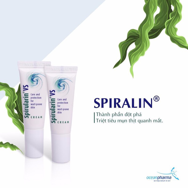 Kem dưỡng loại bỏ mụn Spirularin VS Cream Ocean Pharma Giảm mụn cóc mụn cơm HPV mào gà 15ml