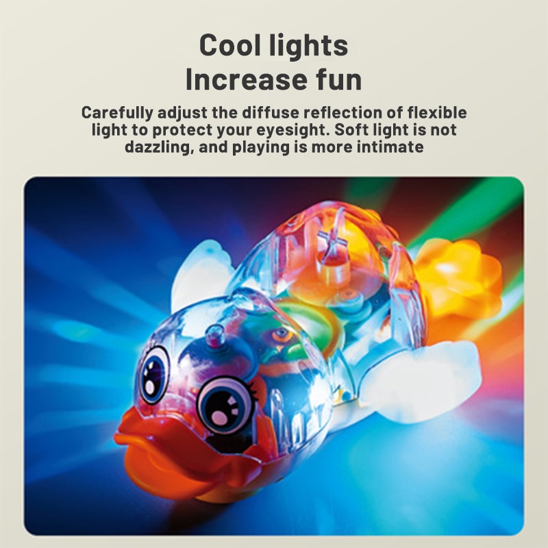 ZHAN QI TOYS Đồ chơi xe kiểu dáng chú vịt hoạt hình trong suốt có nhạc và đèn vui nhộn