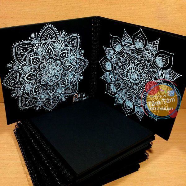 [ TÂM TÂM ]-Xấp 100 tờ giấy vẽ màu đen BLACK PAPER 150gsm