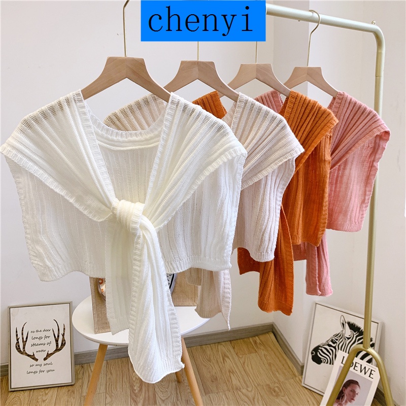 Khăn choàng cổ vải len dệt kim thắt nút chéo vai cỡ nhỏ thời trang xuân thu Hàn Quốc cho nữ