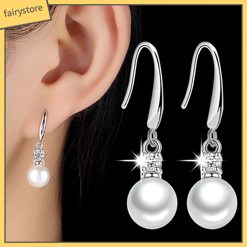 Khuyên Tai Dạng Móc Đính Ngọc Trai Nhân Tạo Kiểu Dáng Thời Trang