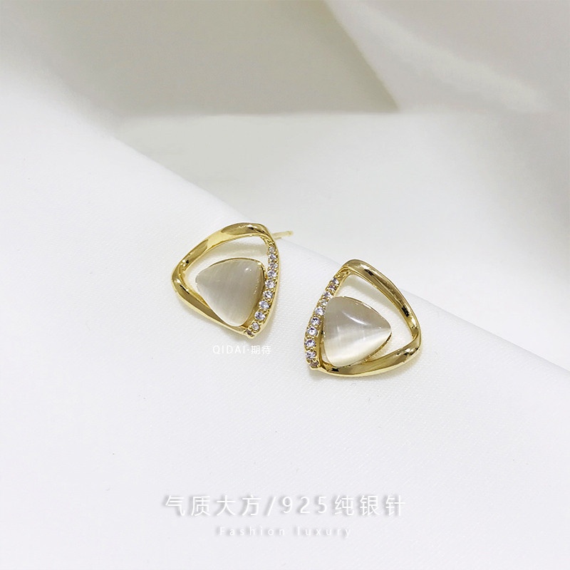 【THEO DÕI cửa hàng của chúng tôi -10K trừ 5K】Hoa tai opal kim bạc 925 Hàn Quốc mạ vàng 14K