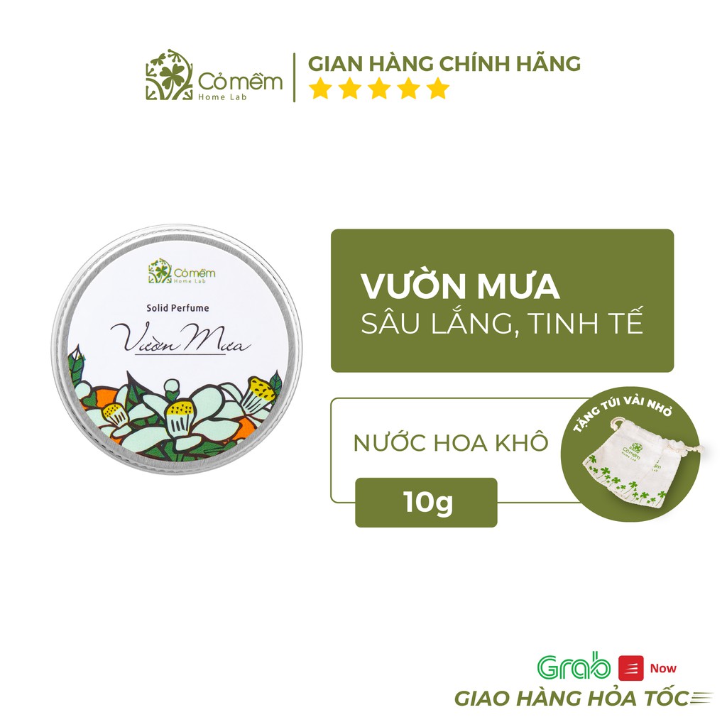 Nước Hoa Khô/ Dầu Thơm Khô Thiên Nhiên Vườn Mưa Sâu Lắng Tinh Tế [Hoa Nhài, Hoa Cam] [TẶNG kèm Túi Vải Nhỏ] Cỏ Mềm 10g M