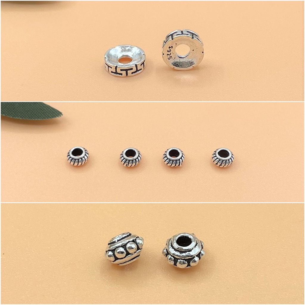 Charm bạc thái nối bánh xe có khấc - Charm bạc 925 - Mã CA015 CA020 CA021 CA022