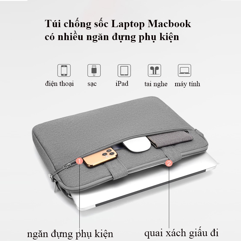 Túi chống sốc Laptop Macbook có quai xách quai đeo 2022