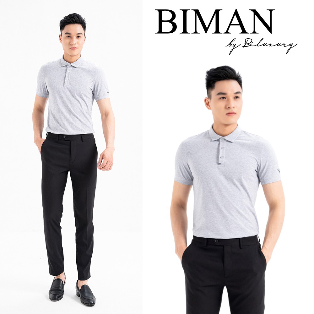 Áo polo nam Biman by Biluxury 5APCB001GHS thun có cổ công sở lịch lãm co giãn thoải mái vận động