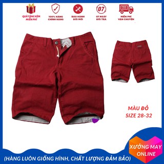 Quần sọt kaki nam màu đỏ trơn tươi trẻ cho người mặc-XM021