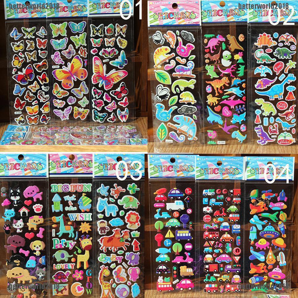 Bộ 10 Miếng Dán 3D Hình Động Vật Dễ Thương