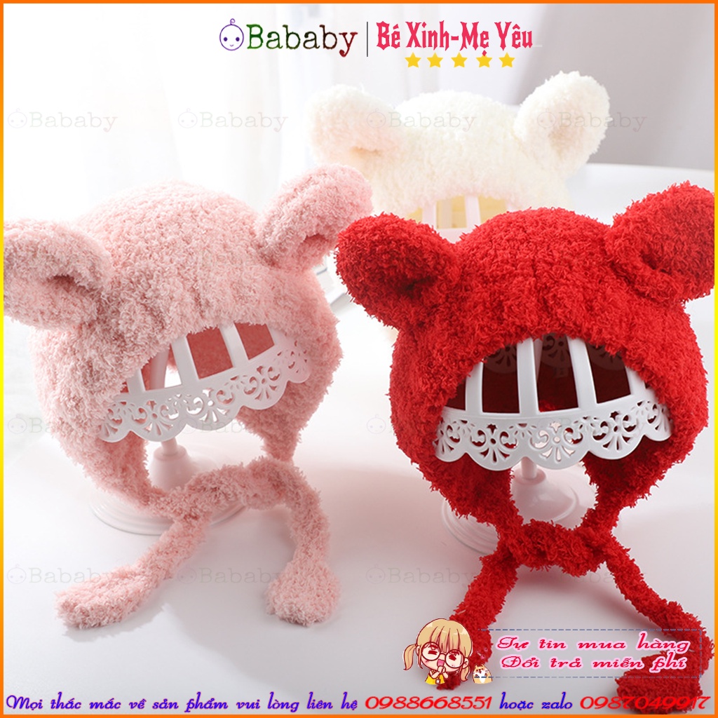 Mũ len cho bé mùa thu đông, Mũ len tai gấu trẻ em phong cách Hàn Quốc cực hot cho bé 6 tháng- 3 tuổi - Bababy