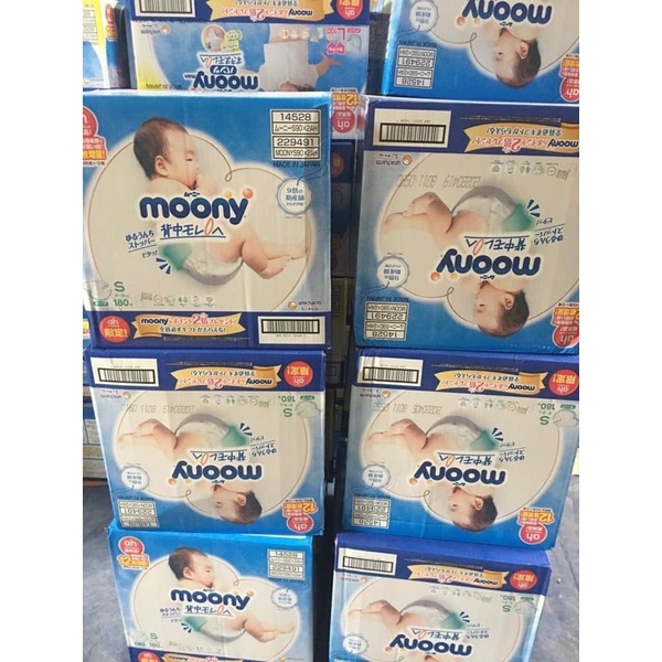 Bỉm dán/quần Moony xanh nội địa Nhật NB90/S84/M64/M58/L54/L44/XL