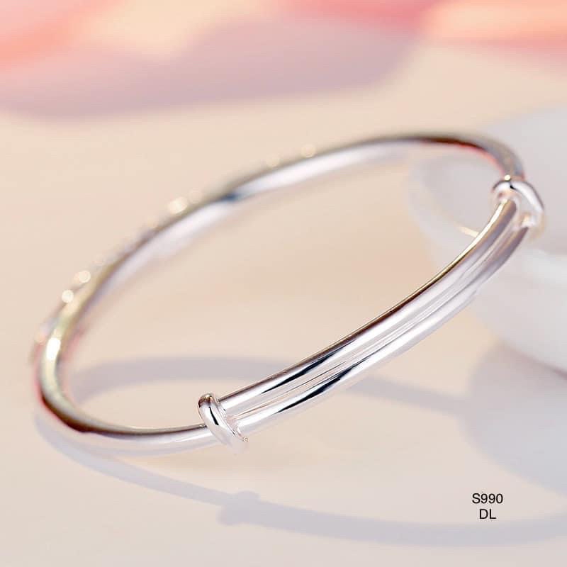 Vòng tay nữ Chạm hoa Sen Cao cấp hàng đặc dày dặn gia công thủ công, hoa văn rõ nét Mainomi Shop Bạc Xinh