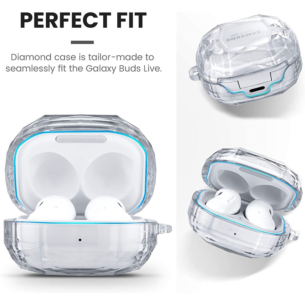 Ôp Điện Thoại Cứng Trong Suốt Đính Kim Cương Kèm Móc Khóa Cho samsung galaxy buds2 pro buds fe Ốp