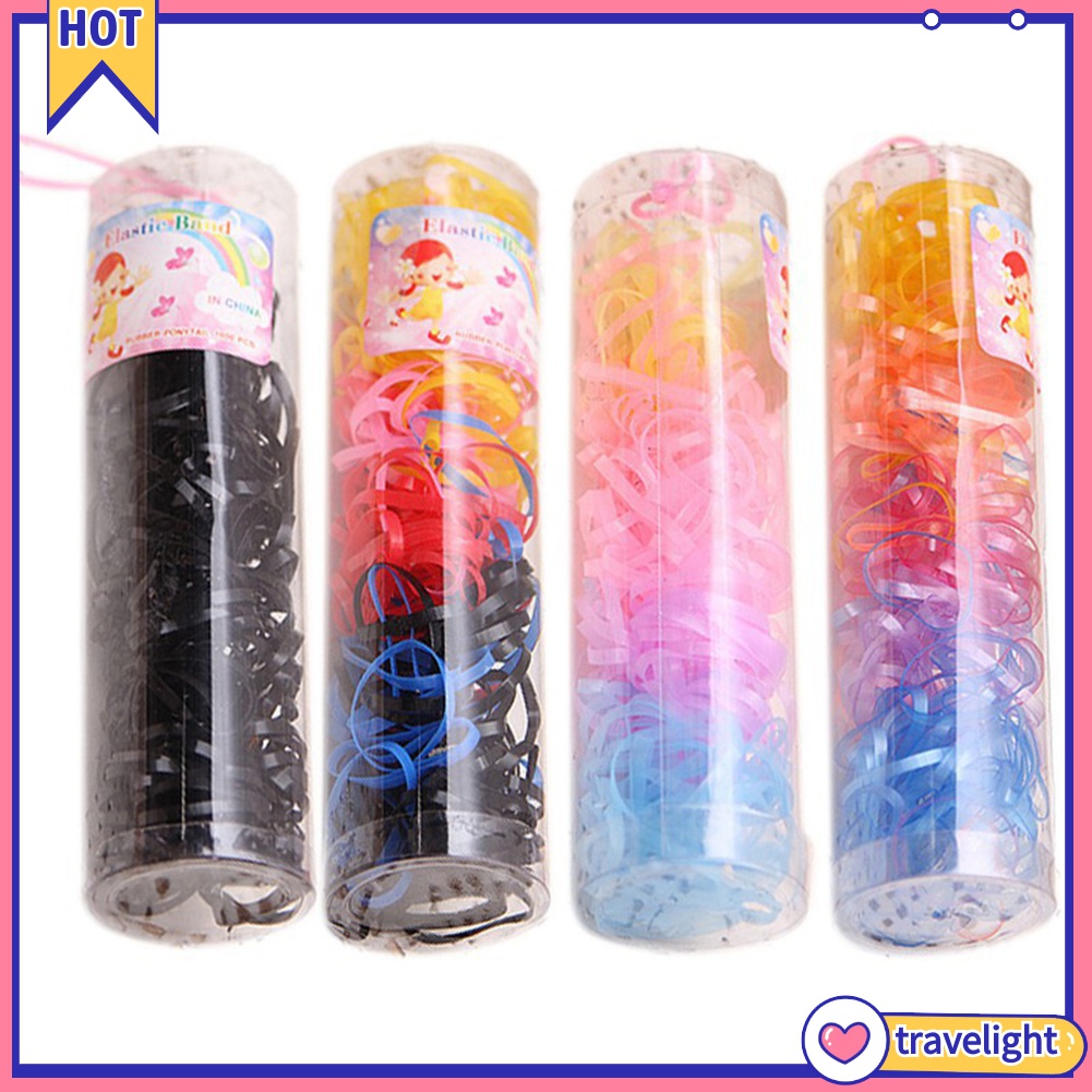 Set 220 dây buộc tóc co giãn nhiều màu dùng một lần cho bé gái