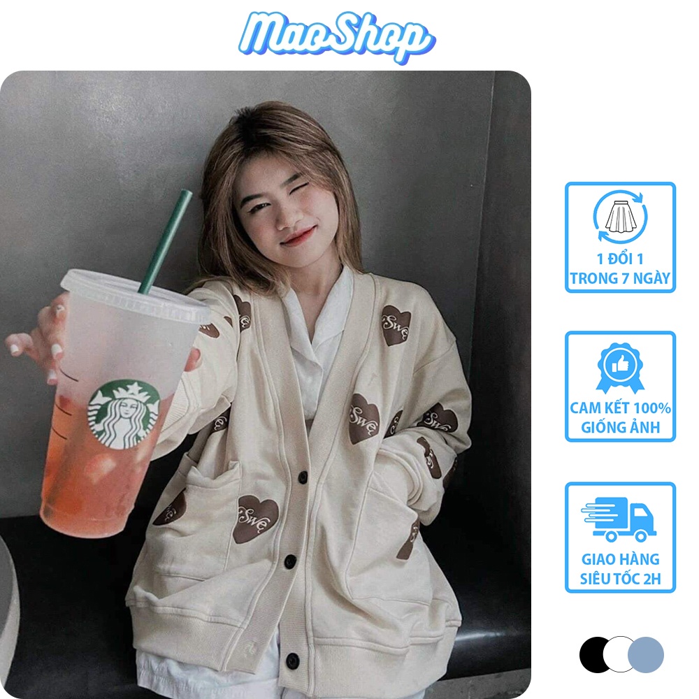 Áo cardigan len nữ form rộng Hàn Quốc, Áo khoác cardigan nữ len mỏng ulzzang AT1 - Maomao