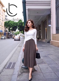 Chân váy dạ kèm đai