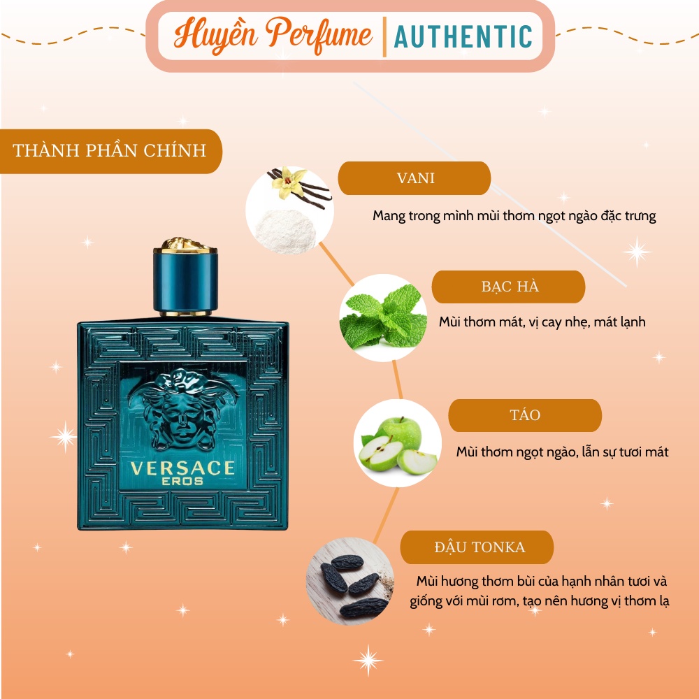 Nước hoa  VersaceEros, nước hoa nam thơm lâu chính hãng, 10ml - Huyền Perfume