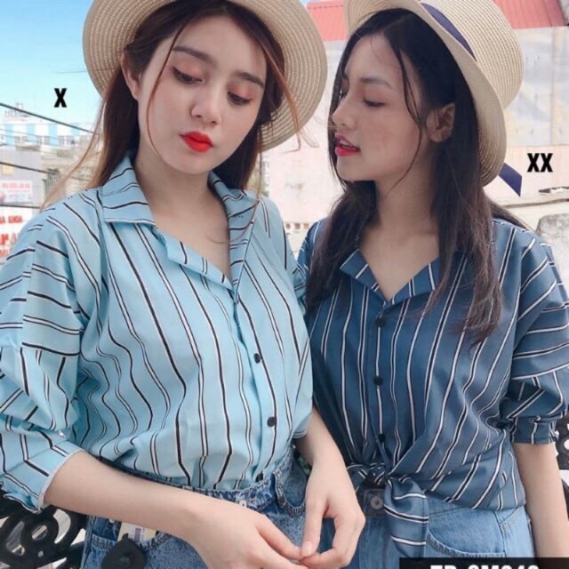 Áo Kiểu Sơ mi over size sọc cá tính MH