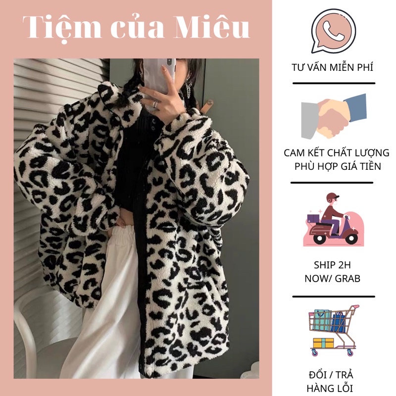 Áo khoác lông da báo siêu to màu nâu Tiệm của Miêu | BigBuy360 - bigbuy360.vn