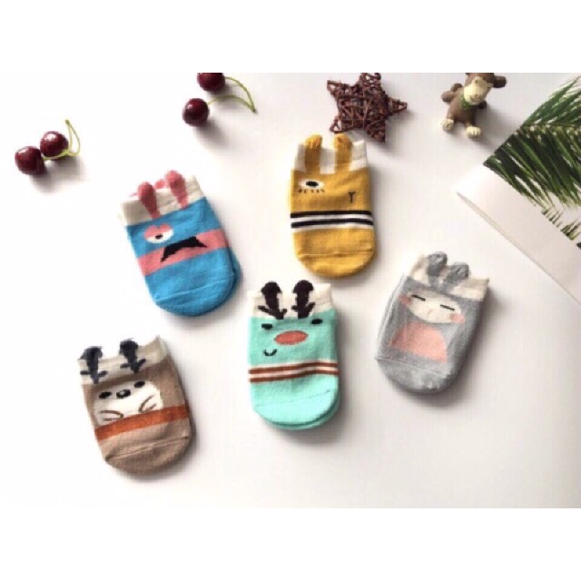 Tất Hàn cổ trung poly SBD Kids tai mèo có chống trượt cho bé Trai Gái