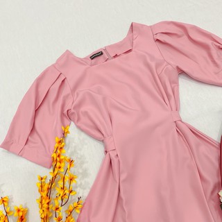 Đầm váy cổ vuông thắt nơ 2 màu (kèm hình thật)