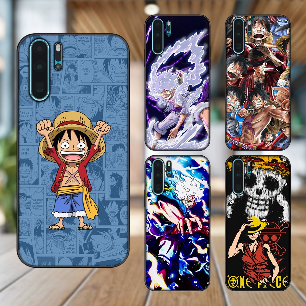 Ốp lưng Huawei P30 Pro viền đen in hình Luffy One Piece