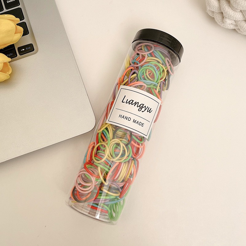 Hộp 300 sợi chun buộc tóc nhiều màu cho bé gái