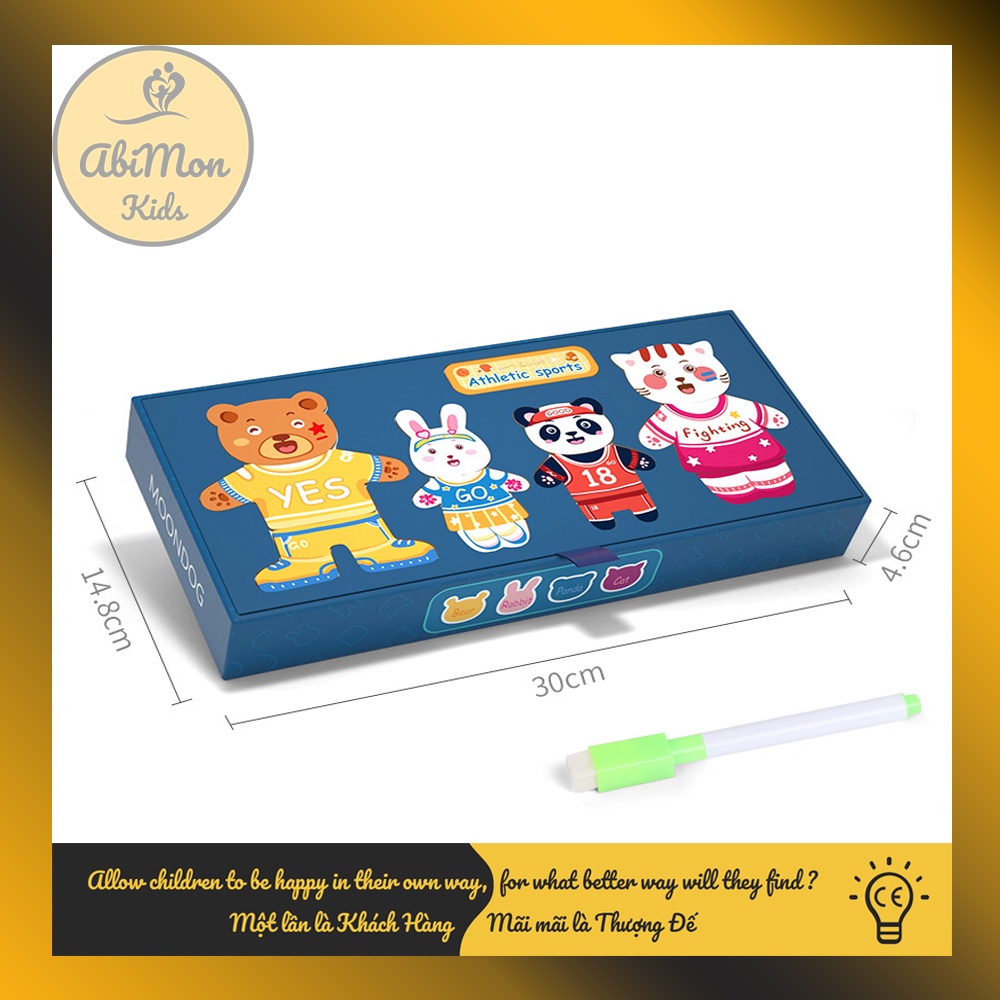 Bộ Ghép Tranh Nam Châm Gia Đình Con Vật (có bút viết bảng) ☘️ Montessori ✨ Đồ chơi Giáo Dục - An toàn - Thông minh