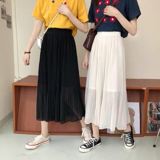 Chân váy voan trơn xếp li